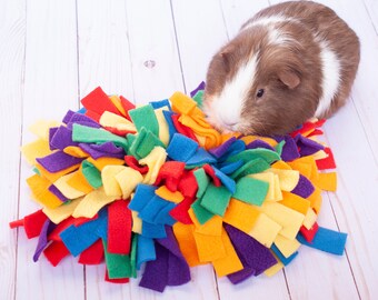 Snuffle Mat for Guinea Pigs, Rabbits, Bunnies, Enrichment Toy, Slow Feeder for Pets - Multicolour Bold & Bright - Washable