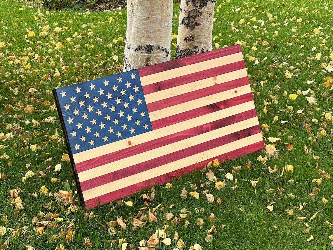Handcrafted Wood Rustic American Flag, USA Flag, Wooden American Flag, Patriotic Décor, Alaskan