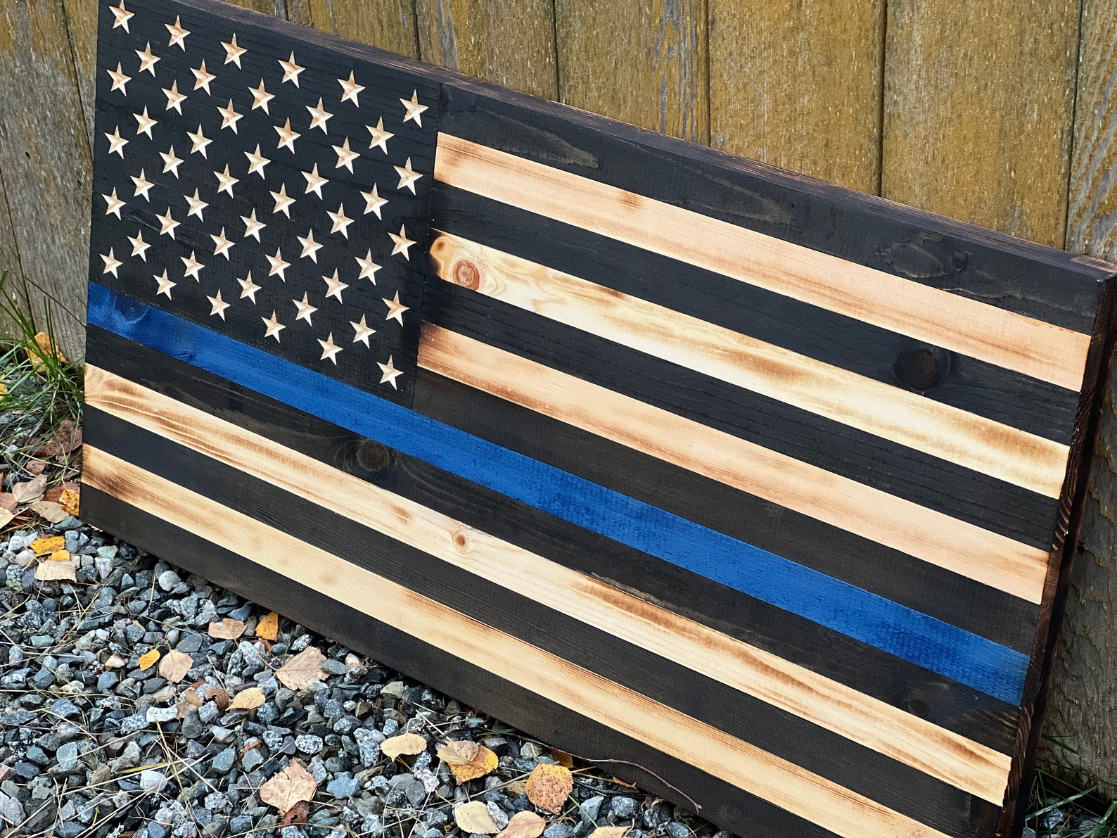 Thin Blue Line Wooden Flags
