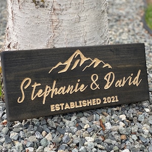 Custom Wedding Wood Sign Personalized, Made in Alaska, Rustic Mountain Design Last Names