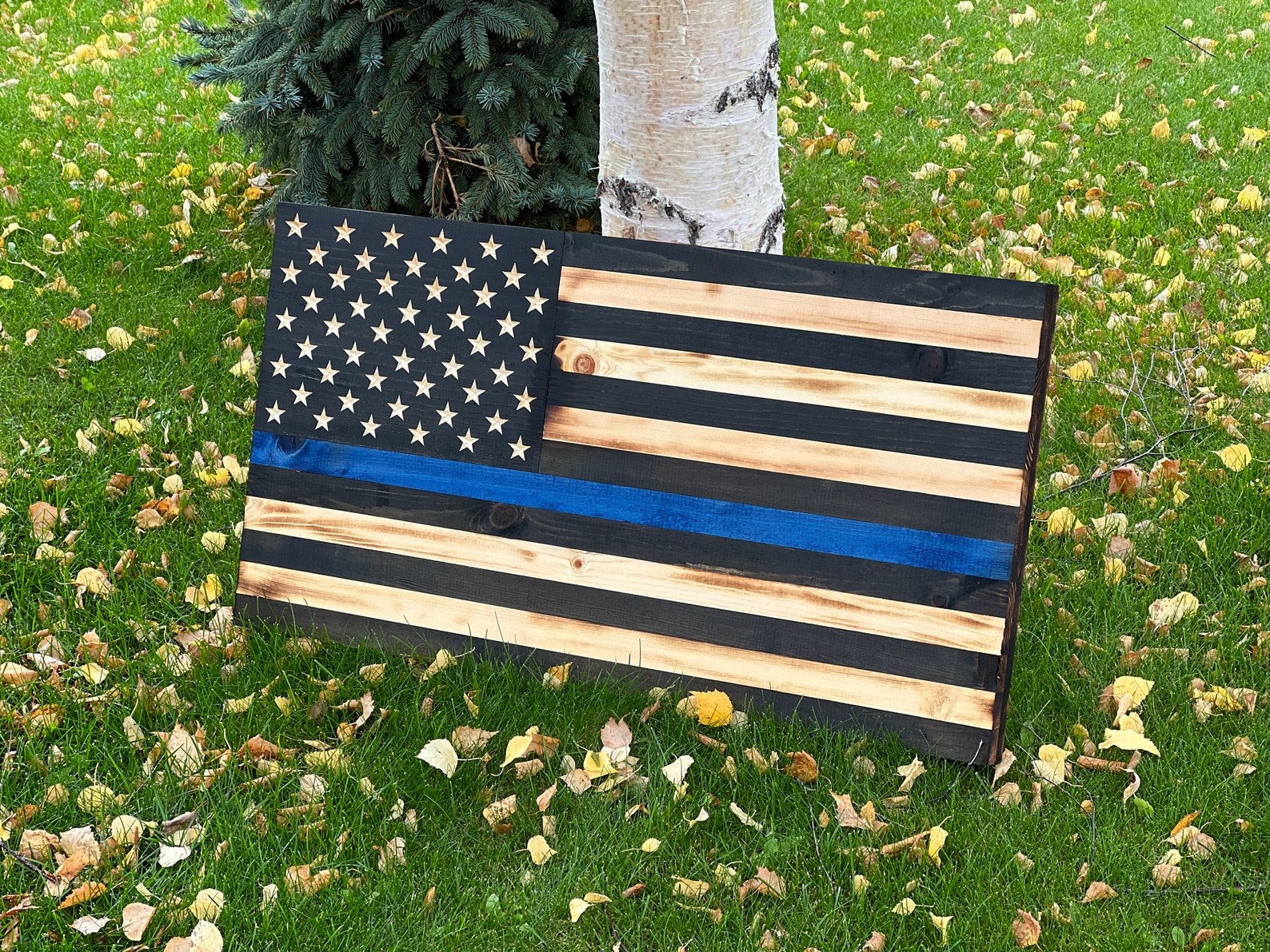 Thin Blue Line Wooden Flags