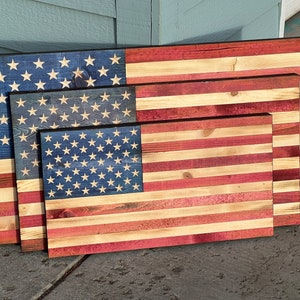 Handcrafted Wood Rustic American Flag, Burned Wood Flag, USA Flag, Wooden American Flag, Patriotic Décor, Made in Alaska