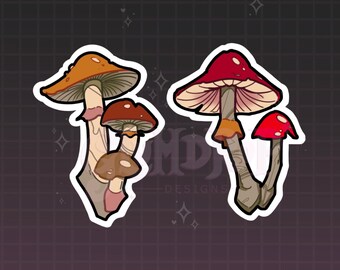 MINIS Fungi Vinyl Stickers | Die-Cut Glossy Waterproof | Moody Enchanting Autumn Mushroom Aesthetic | Durable Fungus Laptop Sticker