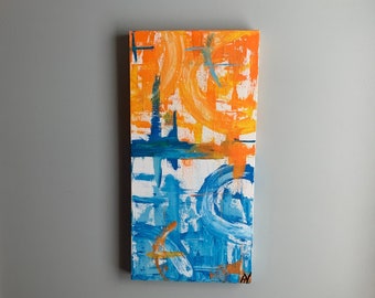 Original Orange And Blue Abstract Painting