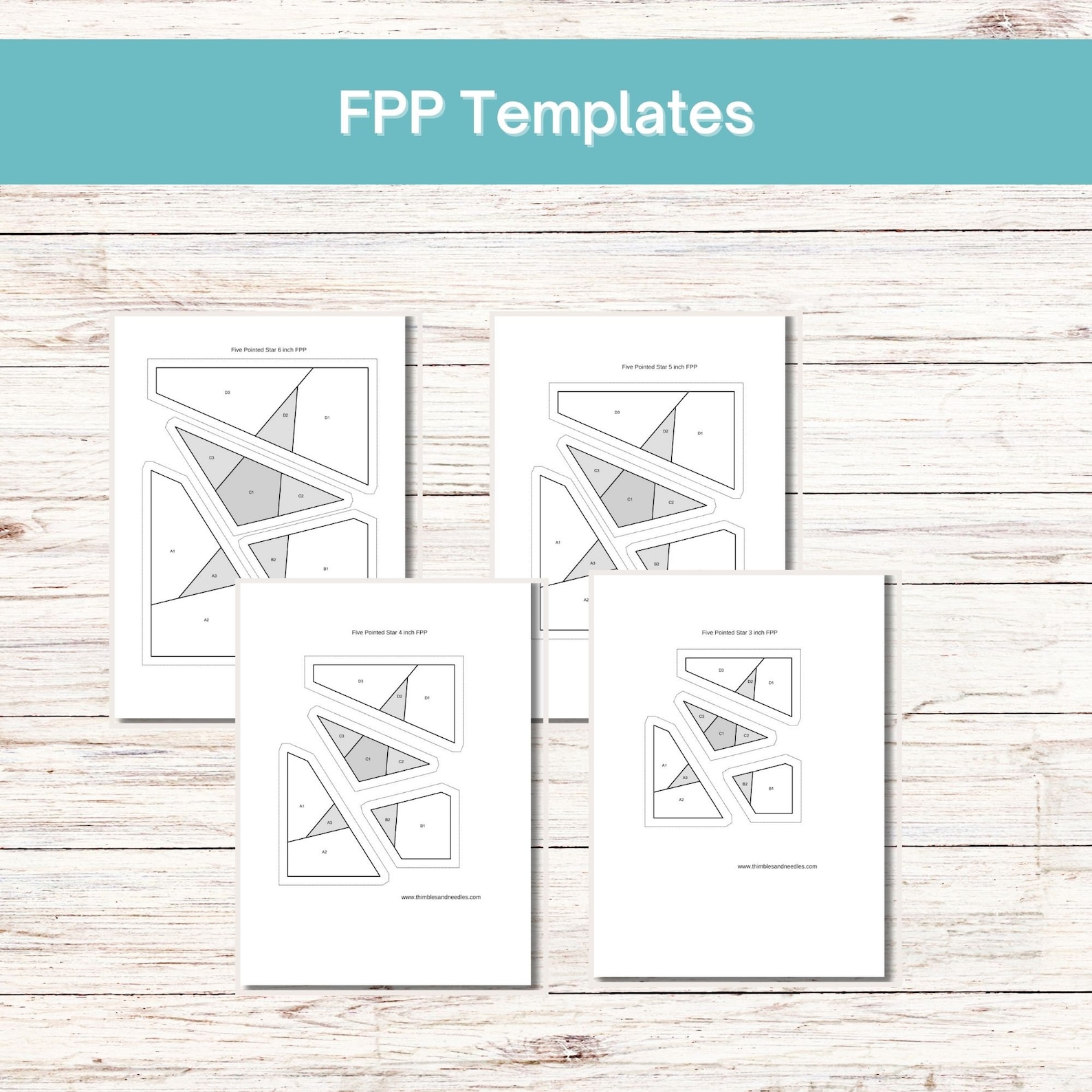 Five Pointed Star FPP Foundation Paper Piecing Quilt Block Pattern ...