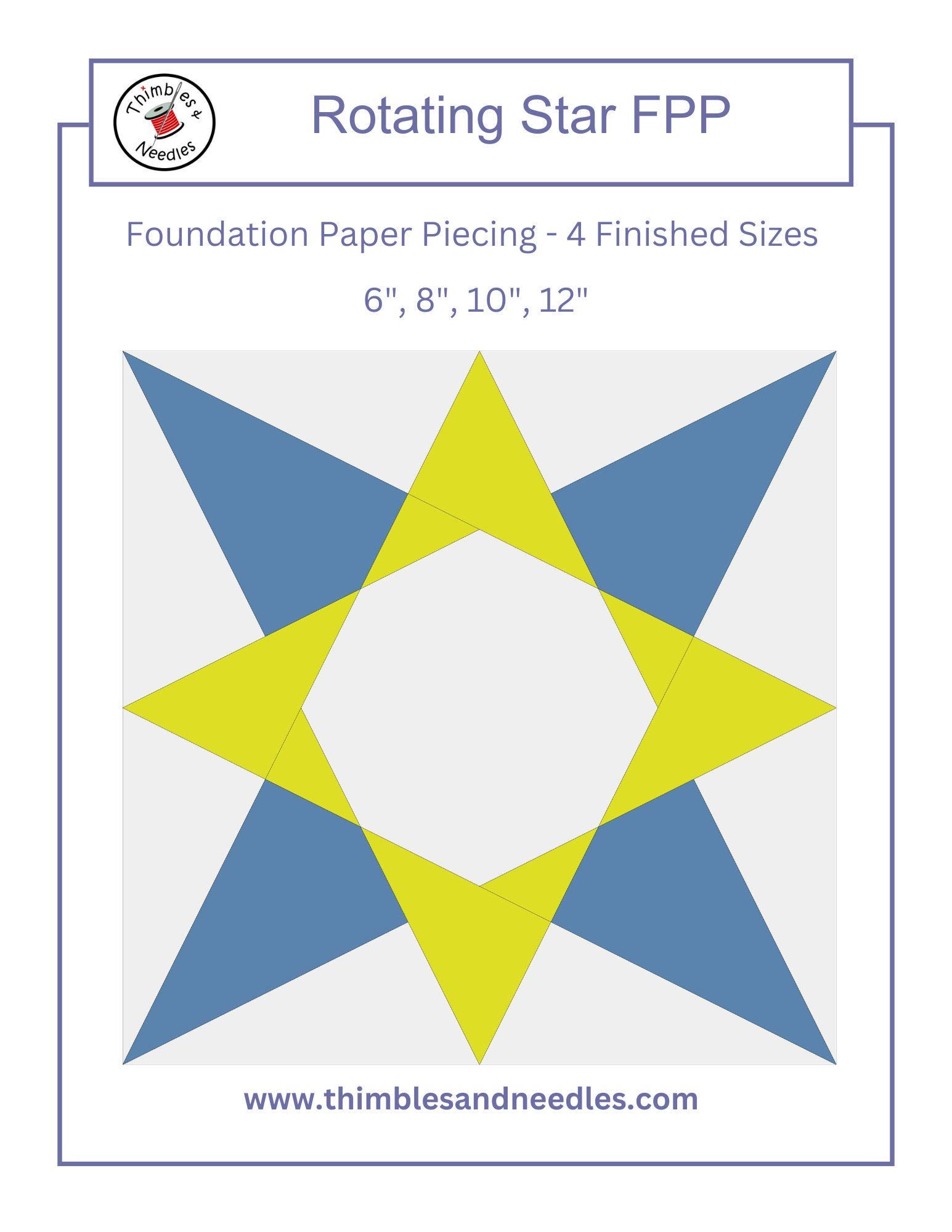 Rotating Star FPP Foundation Paper Piecing Quilt Block Pattern Digital ...
