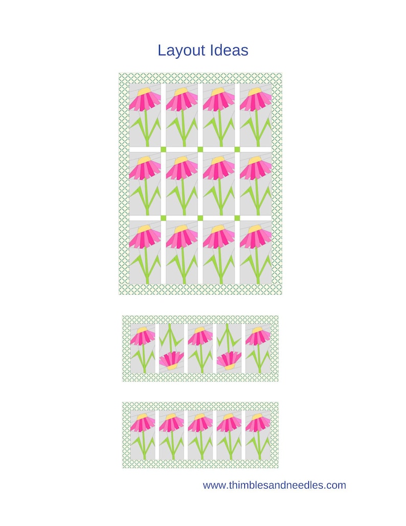 Daisy Flower foundation paper piecing pattern fpp Thimbles and Needles