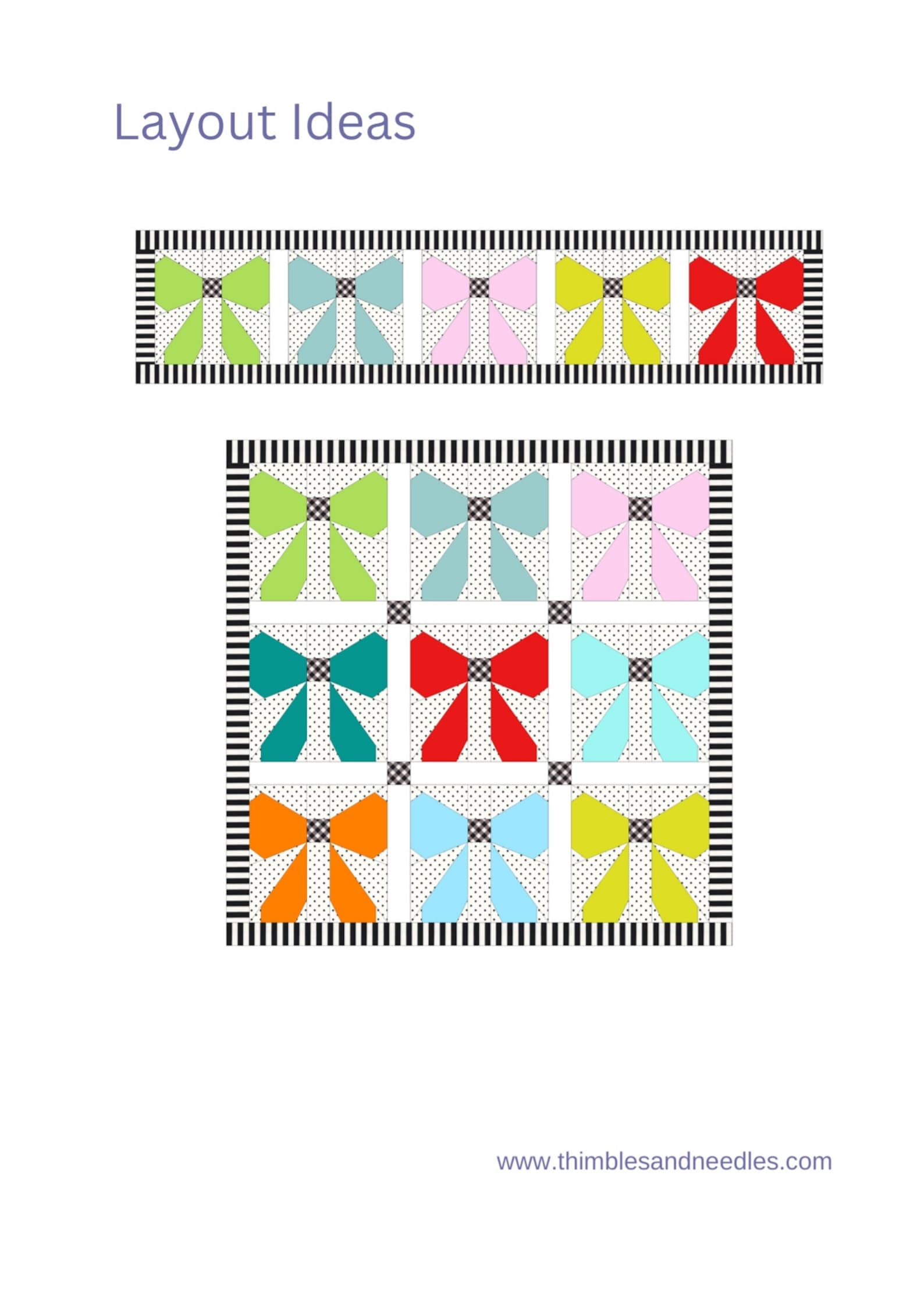 Ribbon Bow FPP Foundation Paper Piecing Quilt Block Pattern Digital ...