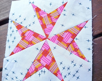 Star Crossed FPP Foundation Paper Piecing Quilt Block Schnittmuster Digitaler Download