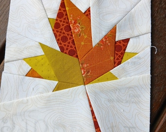 Maple Leaf FPP Foundation Paper Piecing quilt block pattern Digital Download