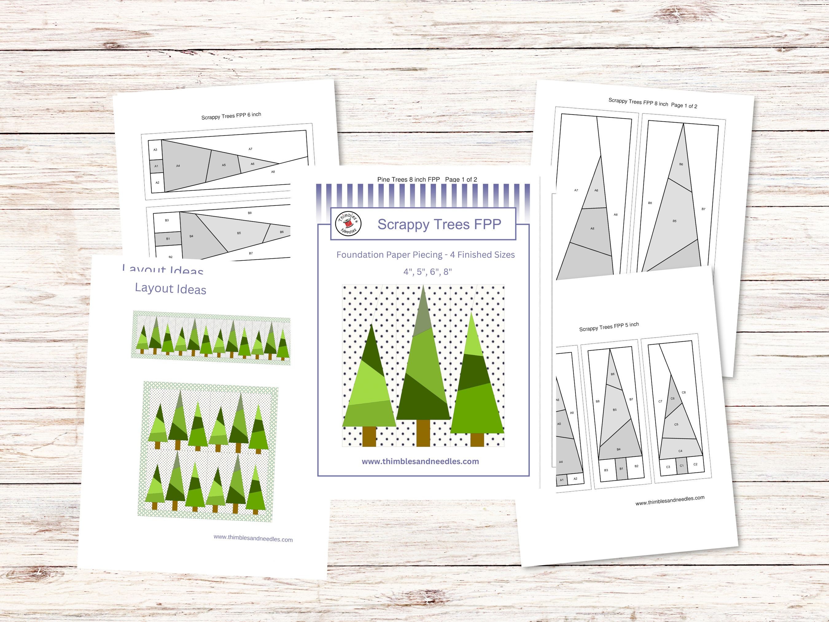 Scrappy Trees FPP Foundation Paper Piecing Quilt Block Pattern Digital ...
