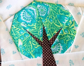 Oak Tree FPP Foundation Paper Piecing quilt block pattern Digital Download