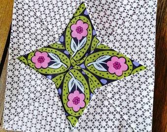 4 Pointed Star FPP Foundation Paper Piecing quilt block pattern Digital Download