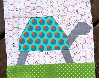 Turtle FPP Foundation Paper Piecing quilt block pattern Digital Download