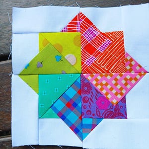 Patrón de bloque de edredón con 8 trucos de cartas FPP Foundation Paper Piecing Descarga digital