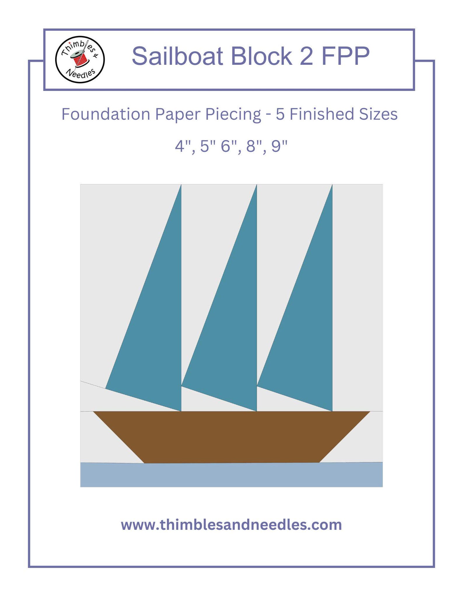 Sailboat Block 2 FPP Foundation Paper Piecing Quilt Block Pattern ...