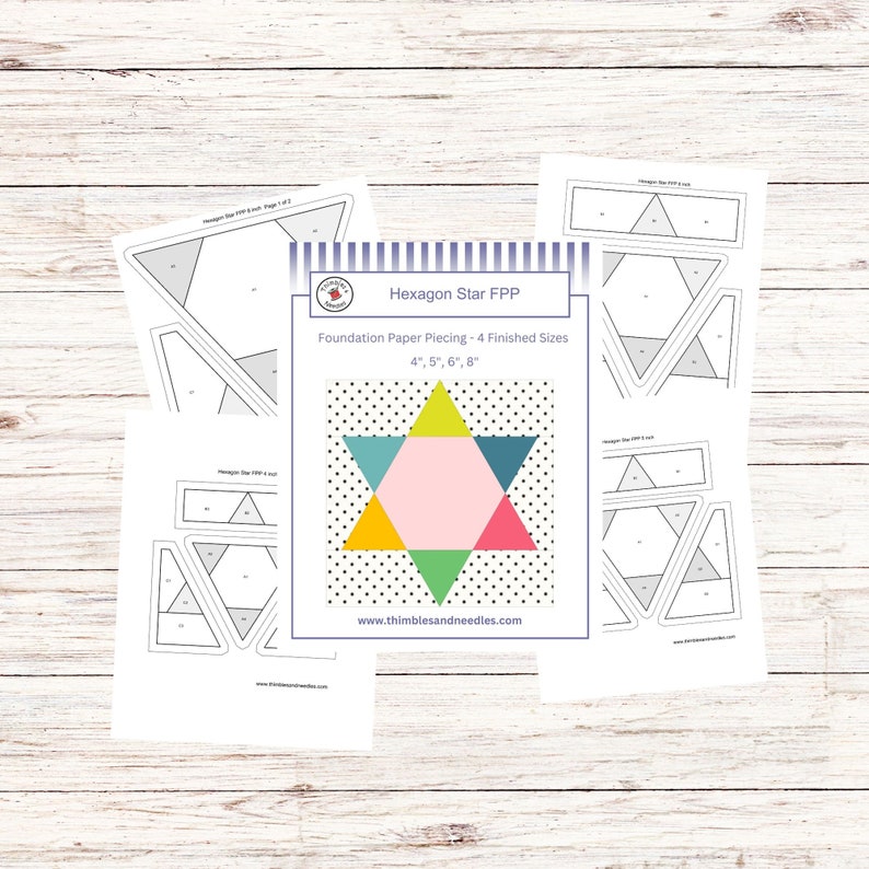 Hexagon Star FPP Foundation Paper Piecing Quilt Block Pattern Digital ...