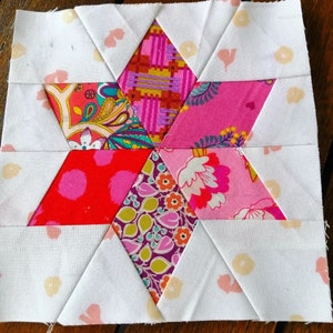 Six Pointed Star FPP Foundation Paper Piecing quilt block pattern Digital Download