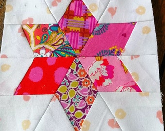 Six Pointed Star FPP Foundation Paper Piecing quilt block pattern Digital Download