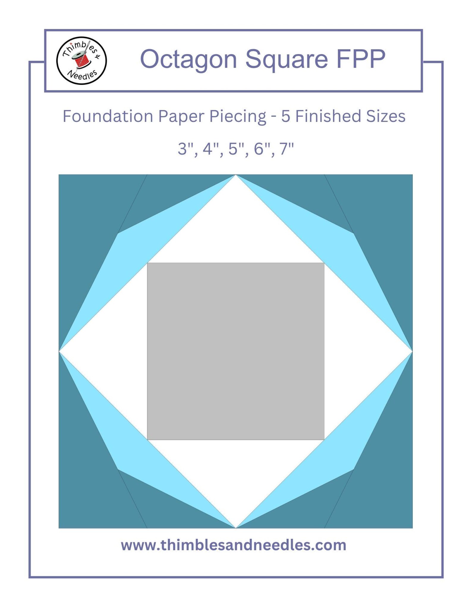 Octagon Square FPP Foundation Paper Piecing Quilt Pattern Digital ...