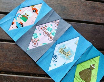 Diamond in a Rectangle FPP Foundation Paper Piecing quilt block pattern Digital Download