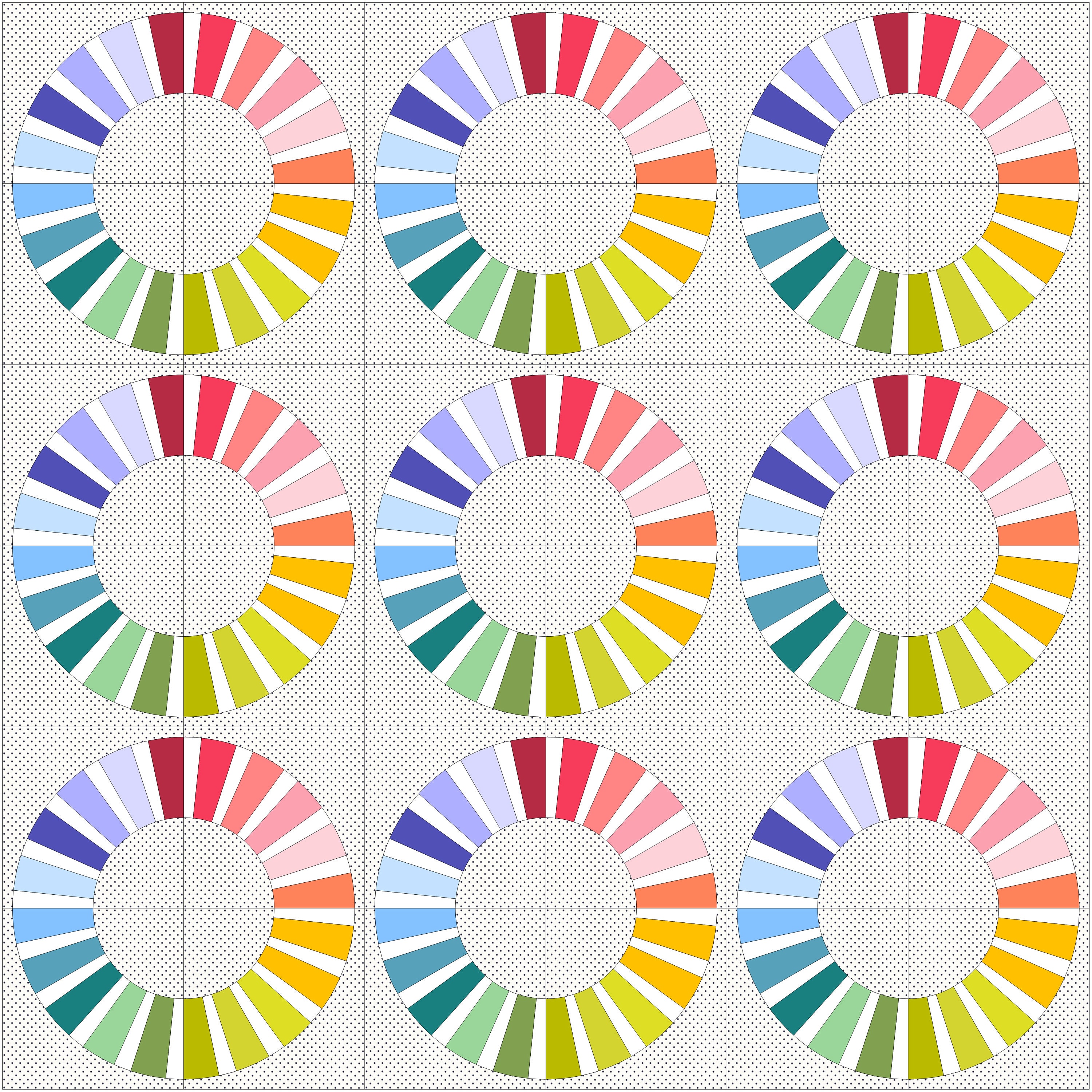 Color Wheel Foundation Paper Piecing FPP Mini Quilt Block Pattern ...