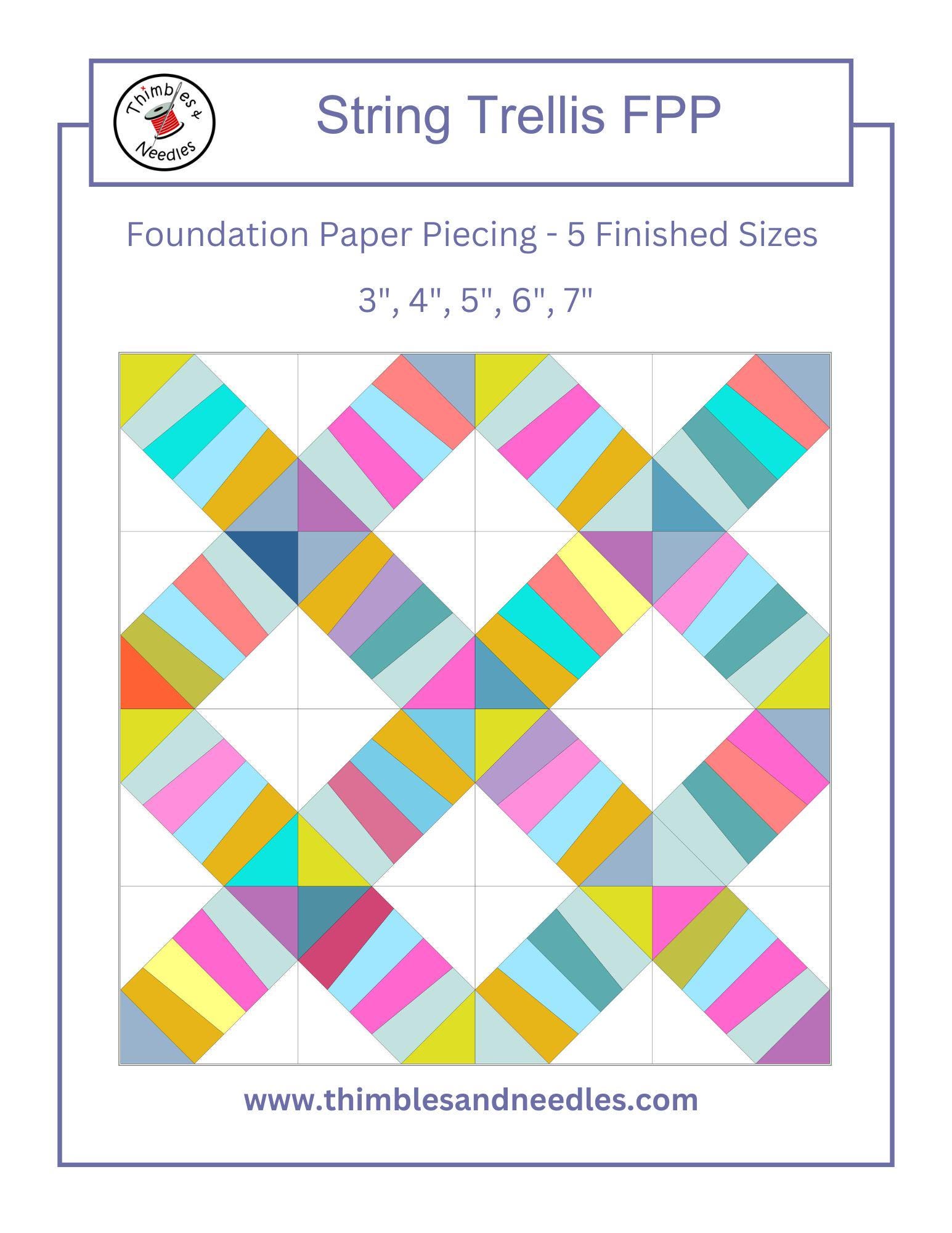 String Trellis FPP Foundation Paper Piecing Quilt Block Pattern Digital ...
