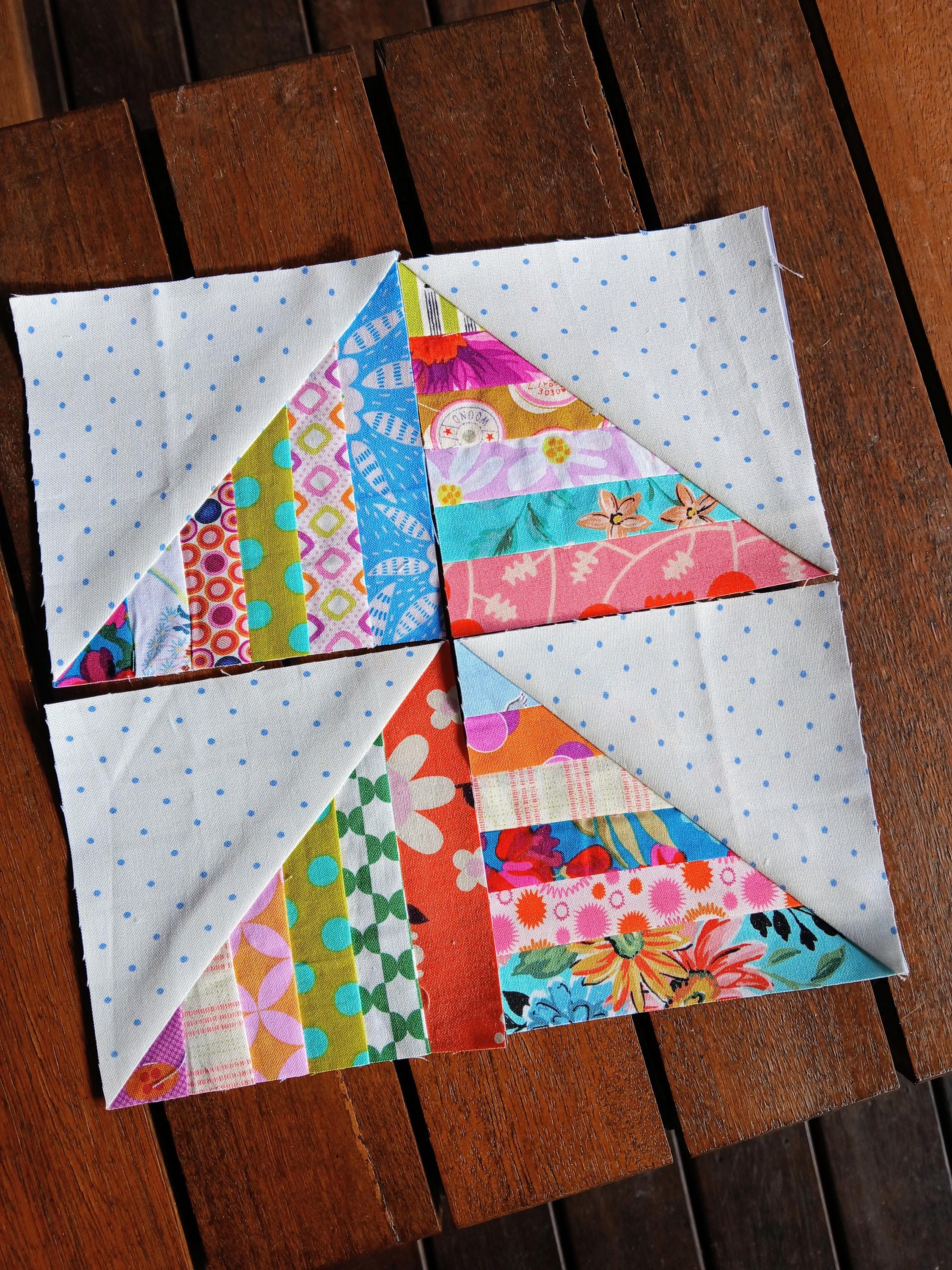 String Half Square Triangle Quilt Block 1 Pattern: FPP Digital Download ...