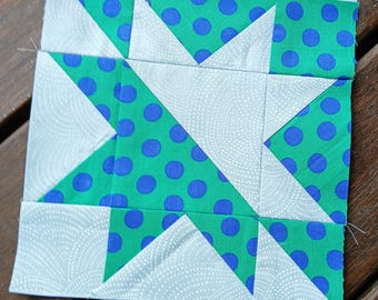 Sawtooth Star Split FPP Foundation Paper Piecing quilt block pattern Digital Download