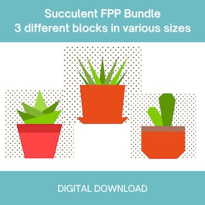 Sukkulenten Blöcke FPP Bundle Foundation Papier Piecing Quilt Block Muster Digitaler Download