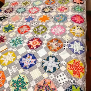 Electrolite Quilt Pattern, pdf pattern, star quilt, scrap quilt, throw quilt Digital Download