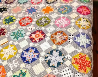 Star quilt pattern, Scrap quilt, Electrolite, PDF, throw size