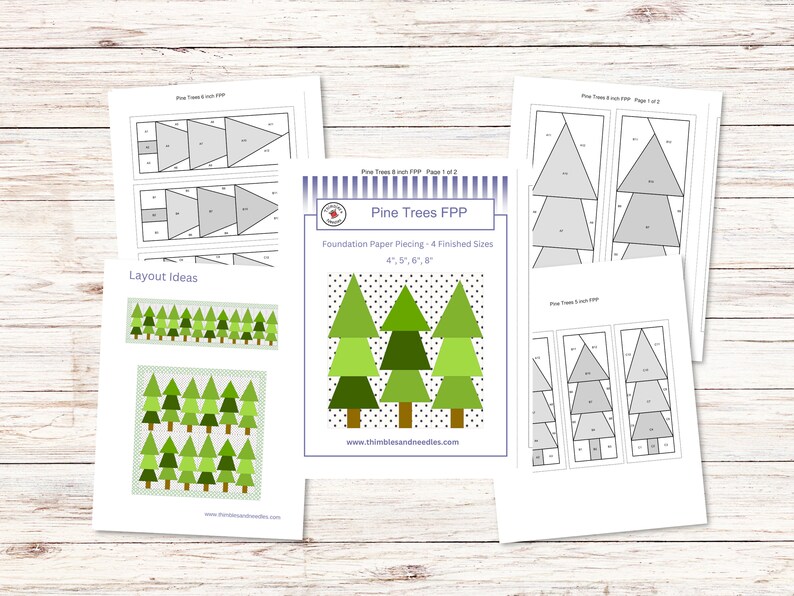 Pine Trees FPP Foundation Paper Piecing Quilt Block Pattern Digital ...