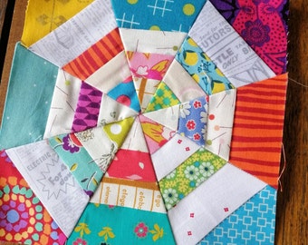 Kaleidoskop Web Foundation Paper Piecing FPP Quilt Block Schnittmuster Digital Download