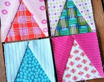 Wzór bloku patchworkowego FPP „Trójkąt w kwadracie” do patchworku „FPP Foundation Paper Piecing” do pobrania w wersji cyfrowej