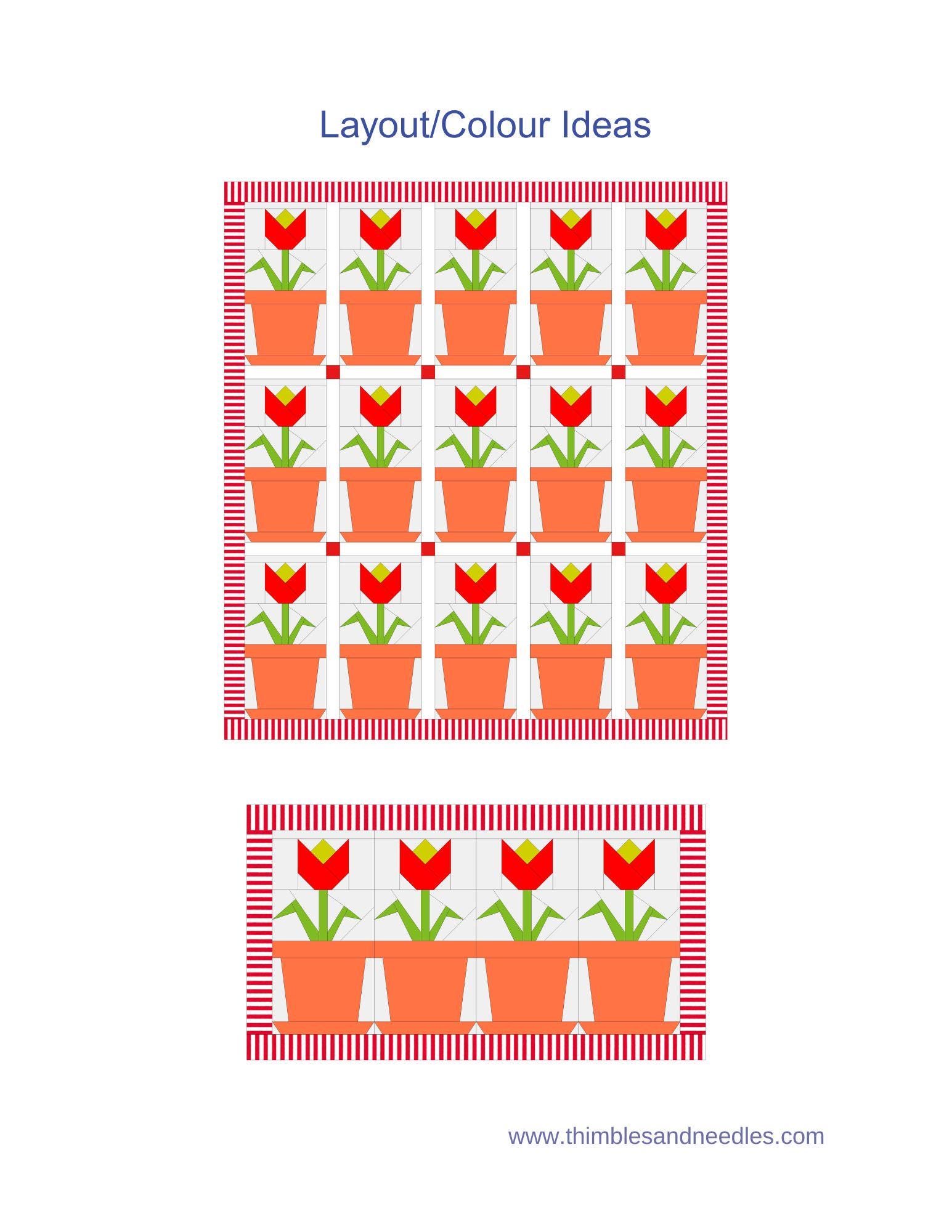 Flower Pot FPP Foundation Paper Piecing Quilt Block Pattern Digital ...