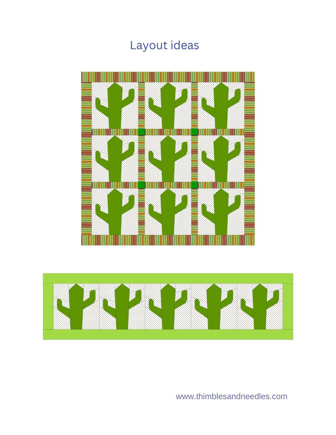 Cactus FPP Foundation Paper Piecing Quilt Block Pattern Digital ...
