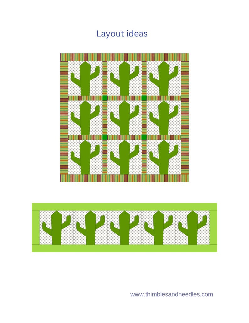 Cactus FPP Foundation Paper Piecing Quilt Block Pattern Digital ...