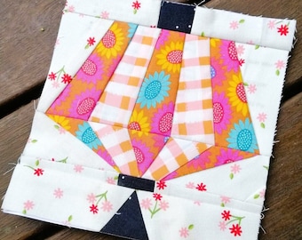 Lantern Block 1 FPP Foundation Paper Piecing quilt block pattern Digital Download