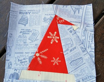 Santa Hat FPP Foundation Paper Piecing quilt block pattern Digital Download