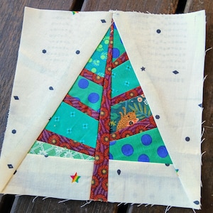 Patchwork Tree FPP Foundation Paper Piecing quilt block pattern Digital Download