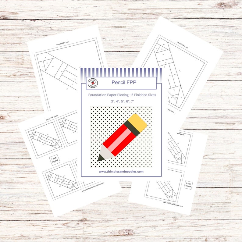 Fpp Free Pattern Pencil Pencil FPP Foundation Paper Piecing Quilt Block Pattern Digital ...