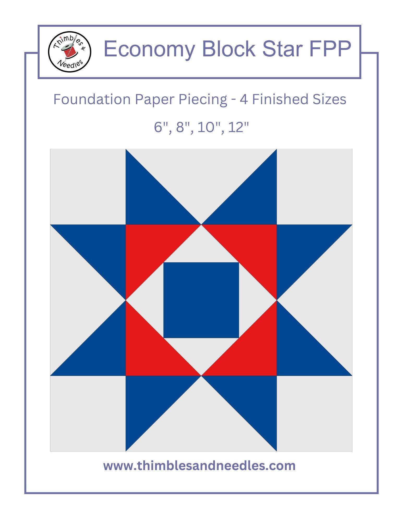 Economy Block Star FPP Foundation Paper Piecing Quilt Block Pattern ...