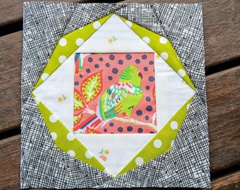 Octagon Square FPP Foundation Paper Piecing quilt pattern Digital Download