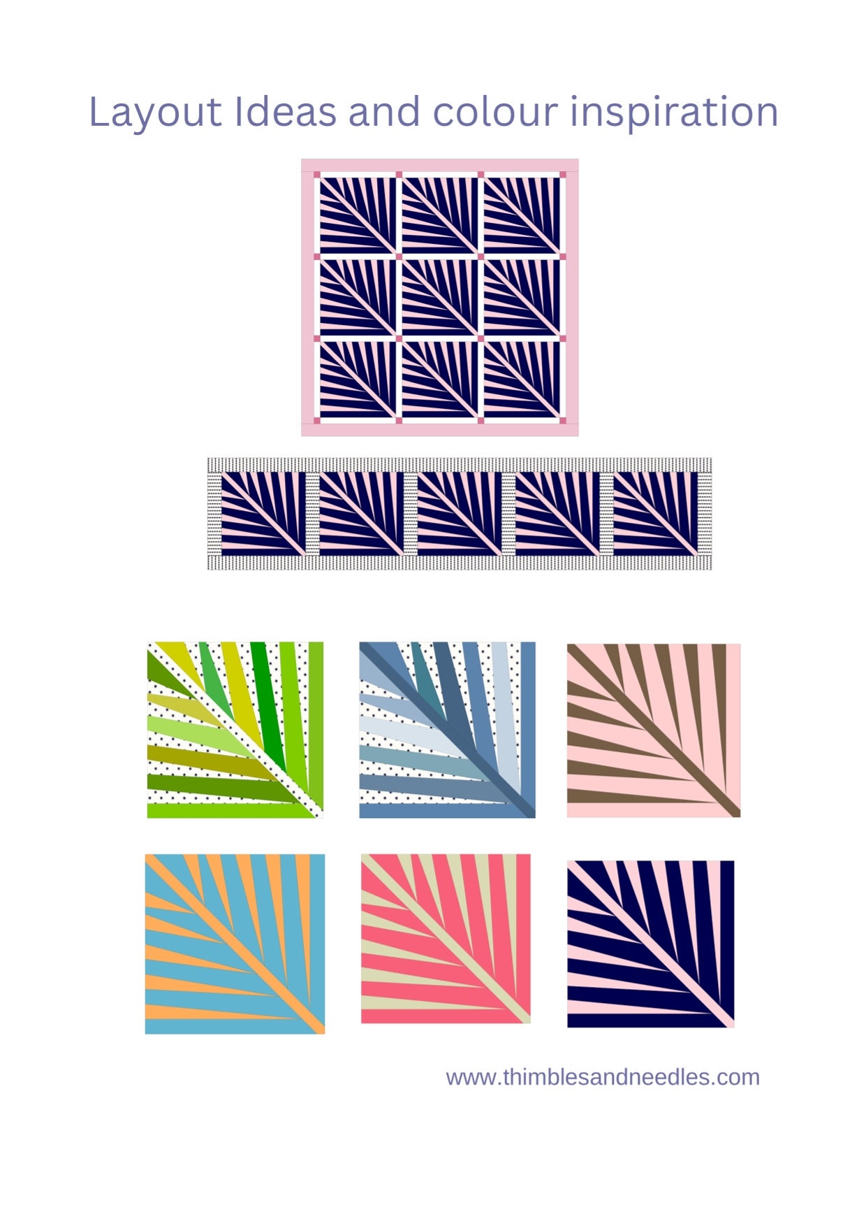 Palm Paper Shift Pattern Palm Leaf FPP Foundation Paper Piecing Quilt Block Pattern Digital ...