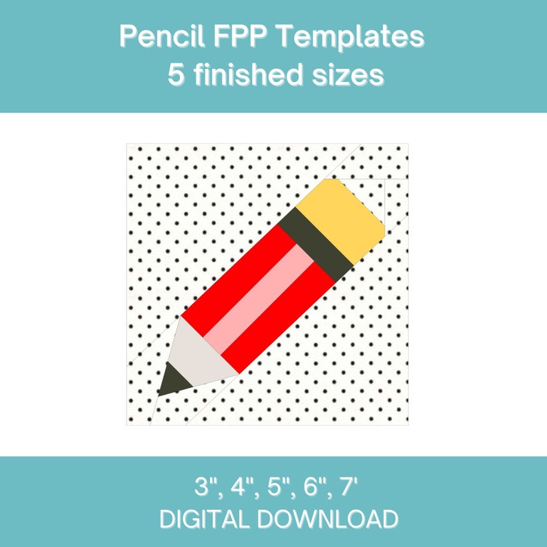 Fpp Free Pattern Pencil Pencil FPP Foundation Paper Piecing Quilt Block Pattern Digital ...