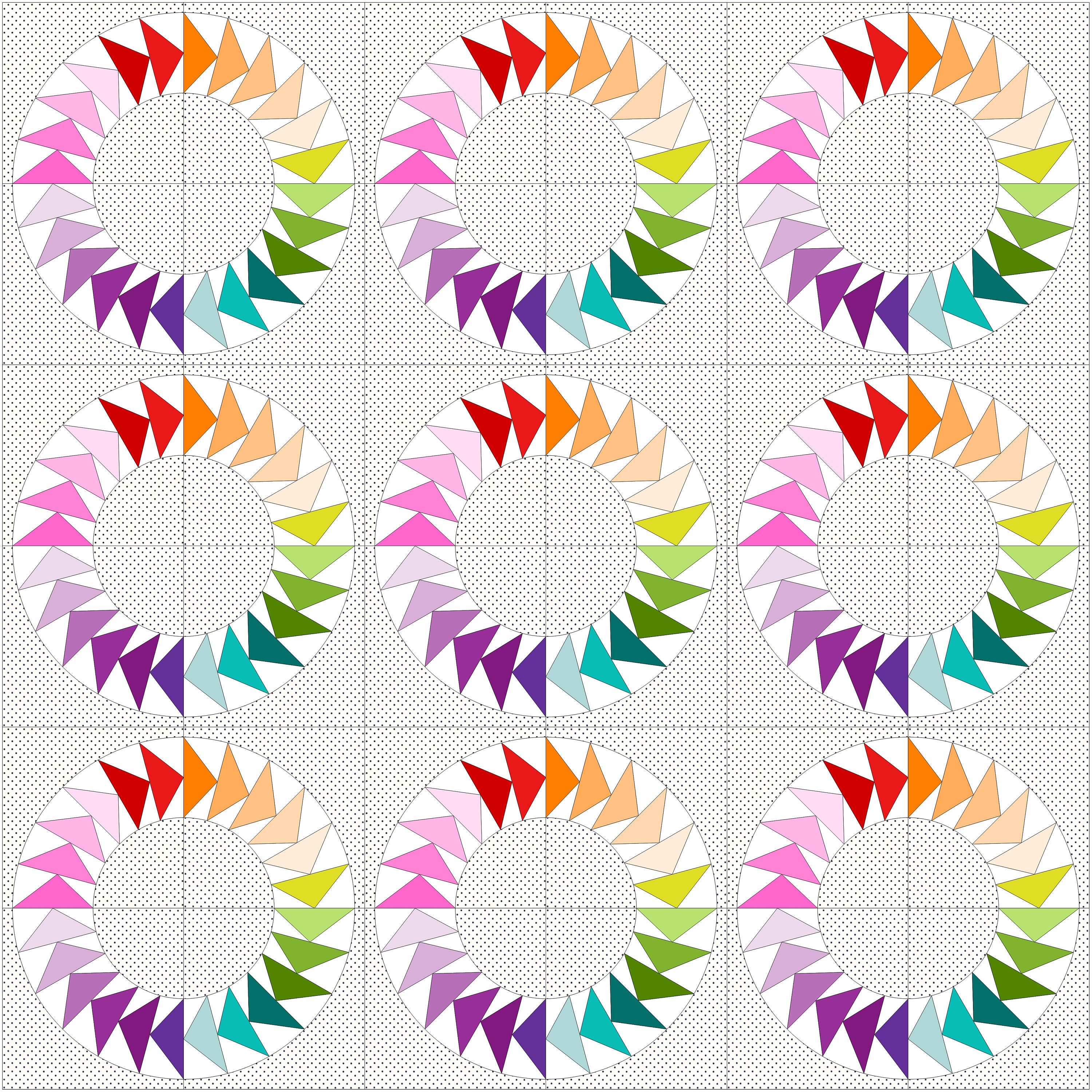 Flying Geese Circle Foundation Paper Piecing FPP Mini Quilt Block ...