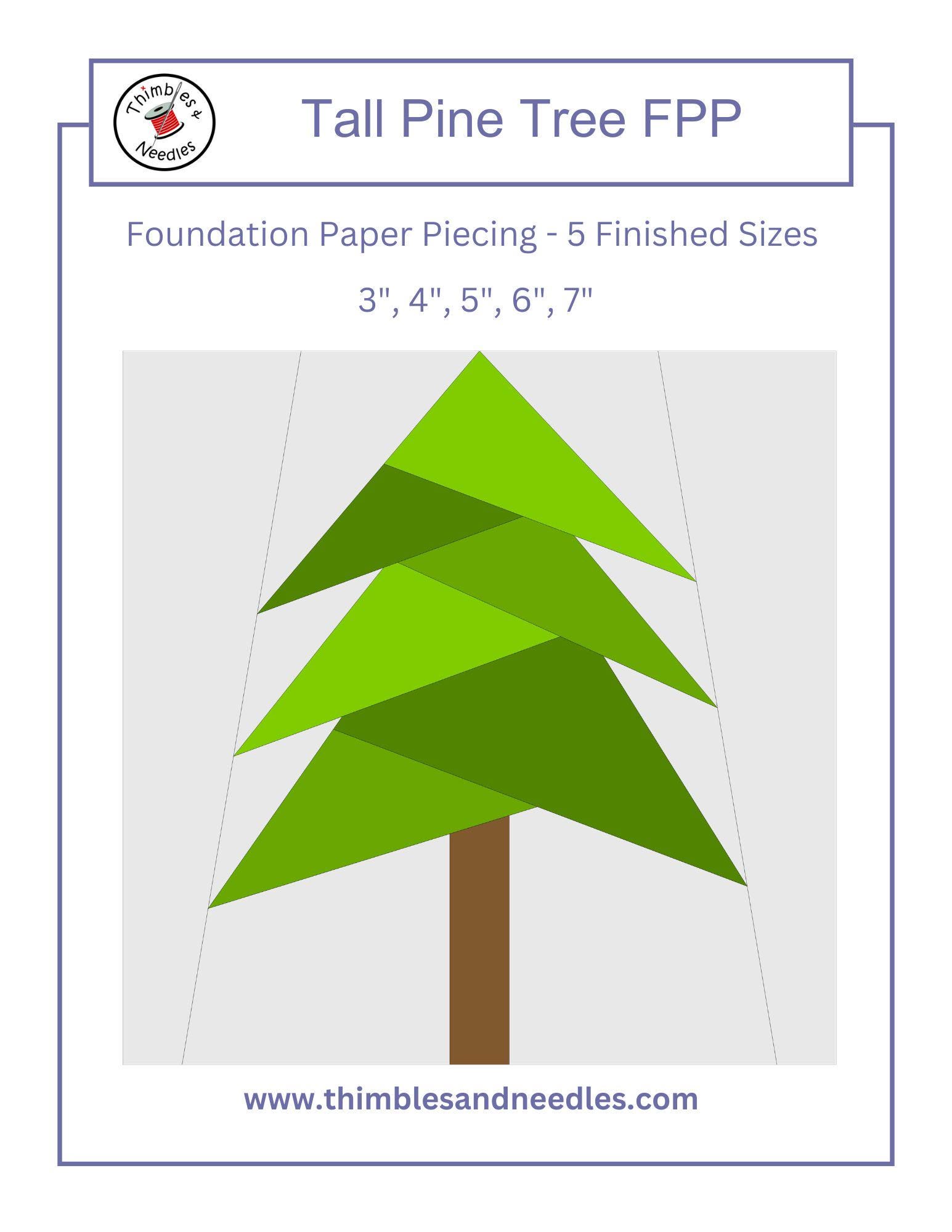 Tall Pine Tree Foundation Paper Piecing FPP Quilt Block Pattern Digital ...