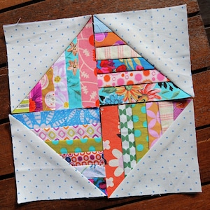 String Half Square Triangle Quilt Block 1 Pattern: FPP Digital Download