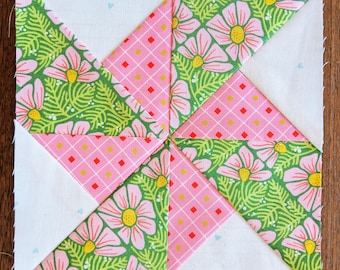 Bloco Cata-vento 3 FPP Base Papel Patchwork Padrão de bloco de colcha Download digital